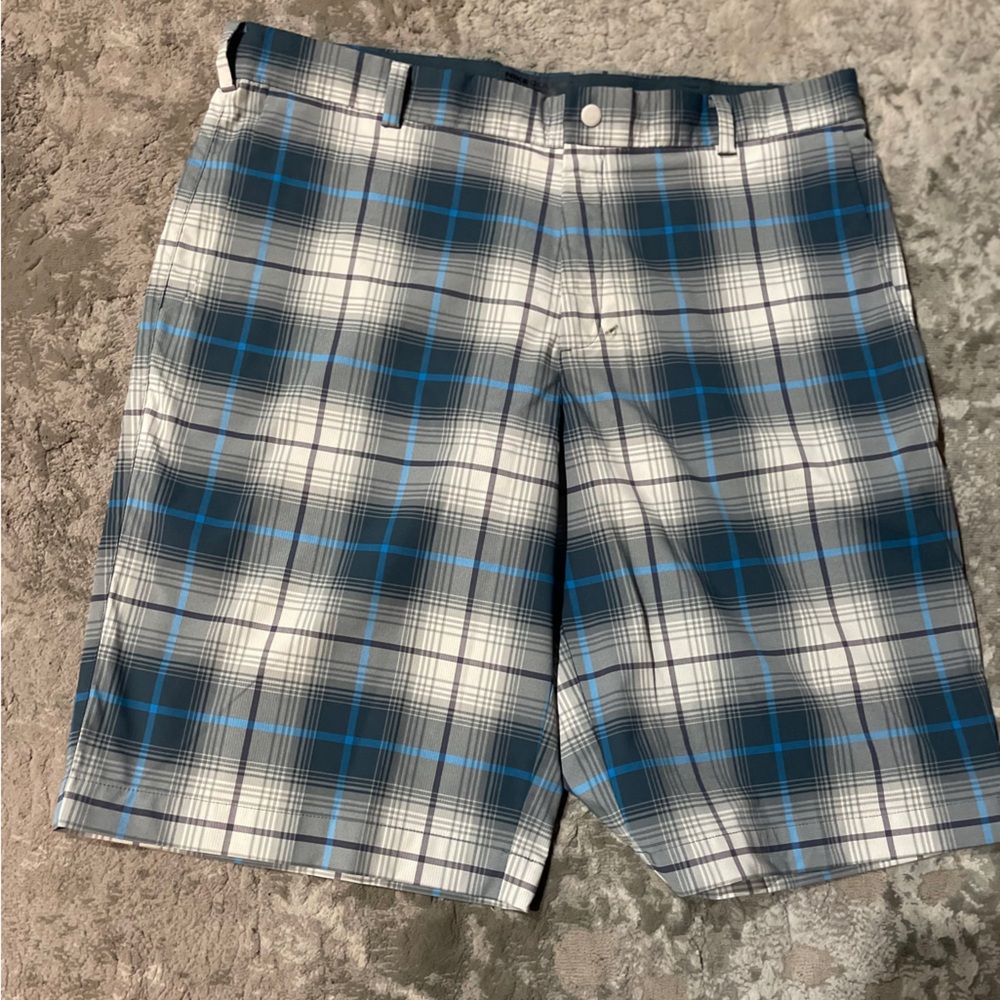 Men’s Dri Fit Nike Golf Blue and Gray Plaid Shorts